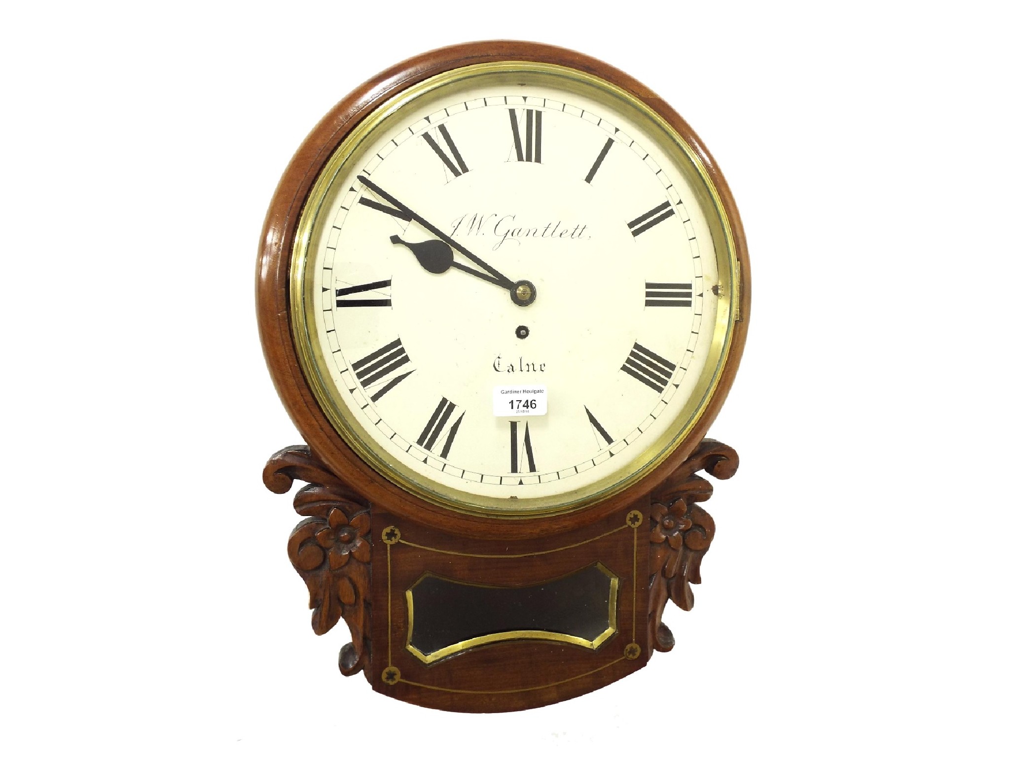 Appraisal: Mahogany single fusee drop dial wall clock signed J W