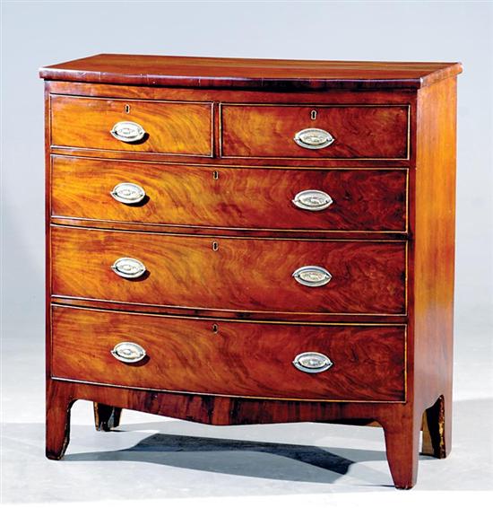 Appraisal: George III style mahogany bow front chest of drawers circa