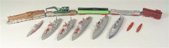 Appraisal: Tootsie Toy Diecast Train Ship Sets Circa train set with