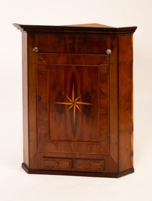 Appraisal: A mahogany corner cupboard cm wide