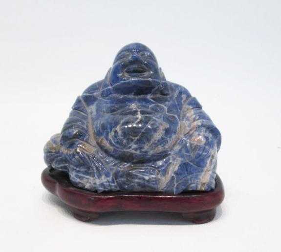 Appraisal: CHINESE CARVED LAPIS LAZULI figure of a Buddha Height inches