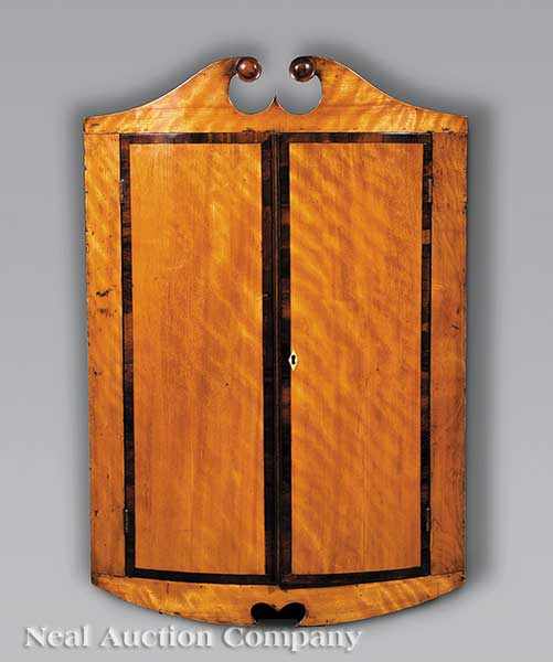 Appraisal: A Biedermeier Mahogany Hanging Corner Cabinet early th c broken