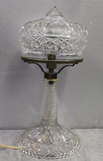 Appraisal: Fine Art Deco Cut Glass Mushroom Form Table Lamp From