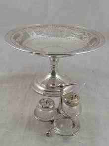 Appraisal: A silver plate mounted cut glass cruet and a silver