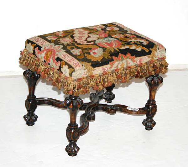 Appraisal: A William and Mary style walnut stool height in width