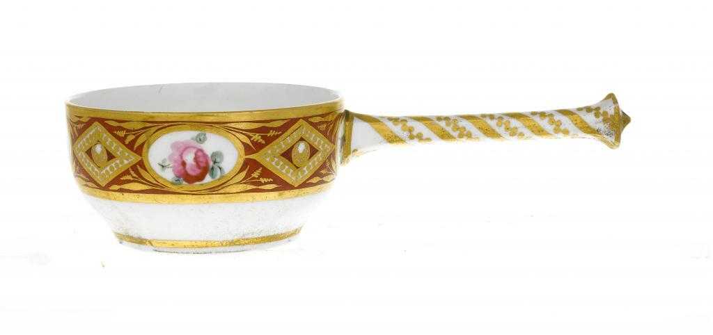 Appraisal: A DERBY SAUCEPAN the faceted handle gilt with a spiral