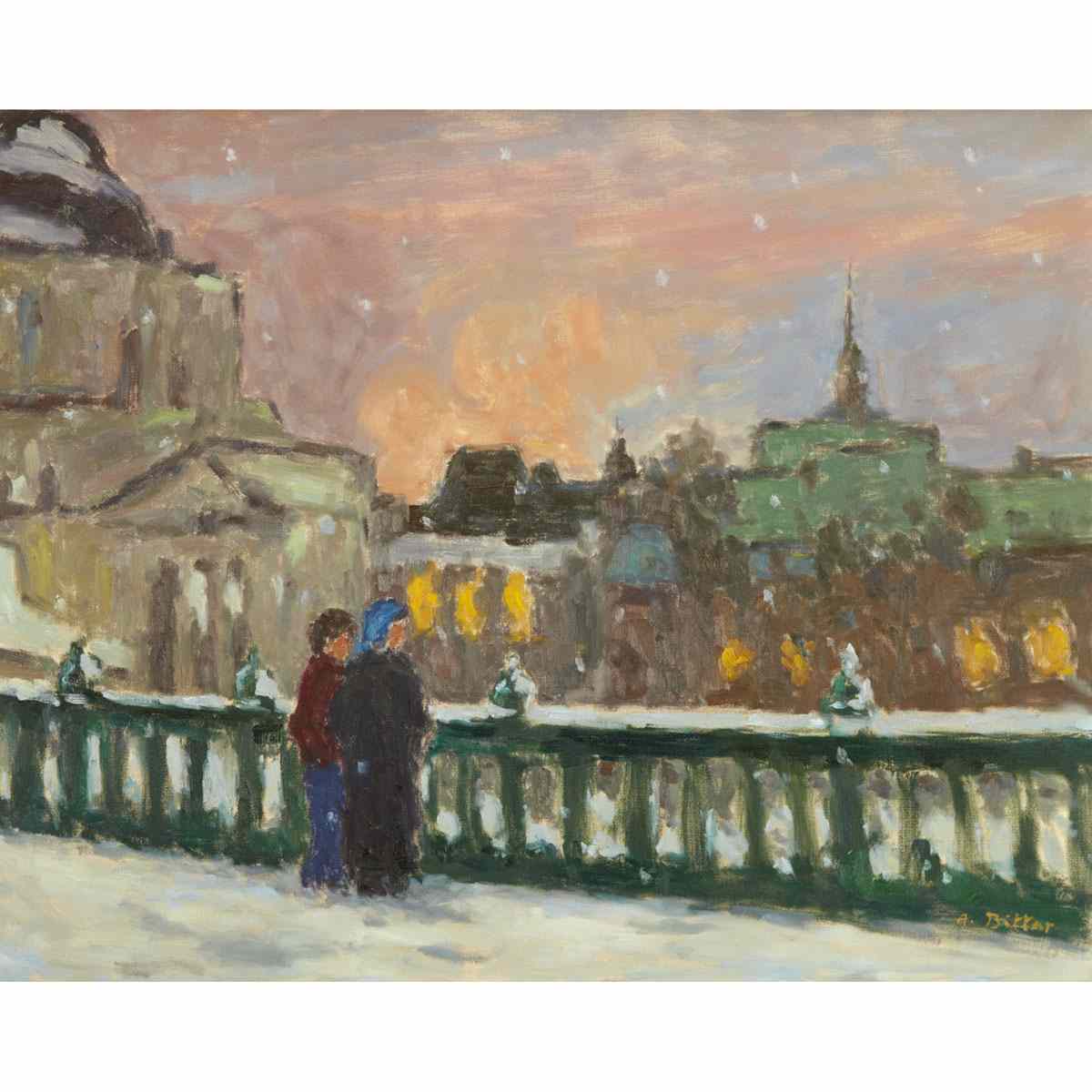 Appraisal: ANTOINE BITTAR LA TERRACE DES PROMENEURS Medium oil on canvas