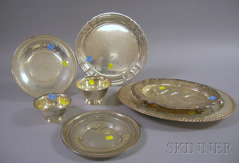 Appraisal: Seven Sterling Silver Platters and Bowls including a Tuttle sterling