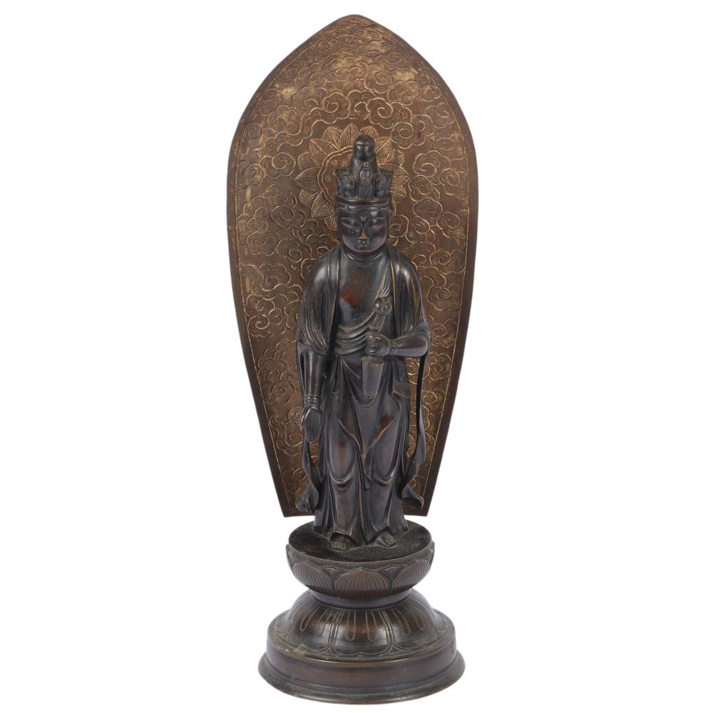 Appraisal: JAPANESE BRONZE ASIAN BUDDHIST DIETY TEMPLE STATUE OF KANNON GUANYIN