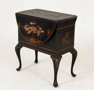 Appraisal: CHINIOSERIE LACQUERED DROP LEAF TABLE QUEEN ANNE STYLE BLACK AND