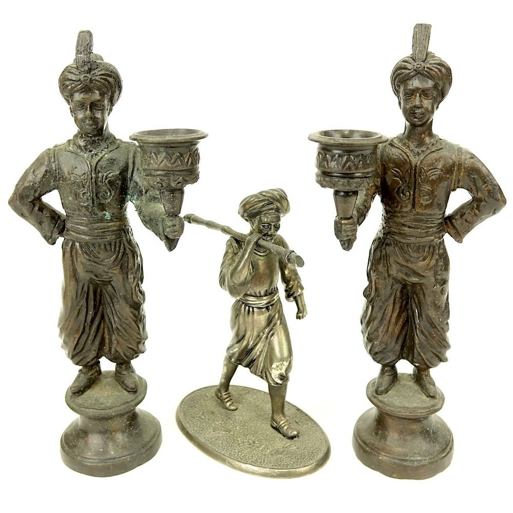 Appraisal: Grouping of Three Orientalist Figural Sculptures Grouping of Three Orientalist