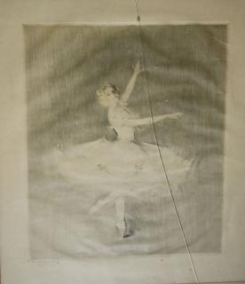 Appraisal: Troy Kinney Am Drypoint of ballerina mid spin signed lower