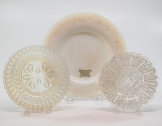 Appraisal: Lacy glass table articles three Three mid th century pressed