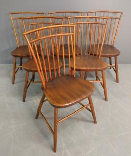 Appraisal: Windsor chair Set of six birdcage bamboo Windsor style chairs