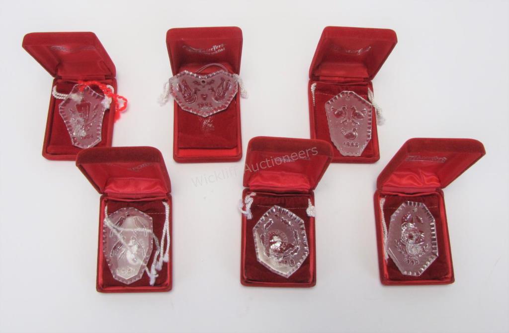 Appraisal: Six Waterford Crystal Annual Ornaments depicting a light post -