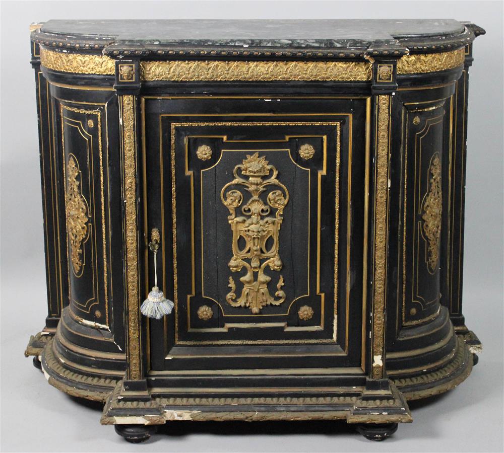 Appraisal: RENAISSANCE REVIVAL PARCEL GILT BLACK PAINTED CREDENZA WITH MIRROR third