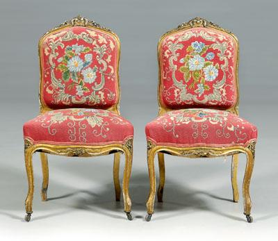 Appraisal: Pair Louis XV style side chairs carved and gold painted