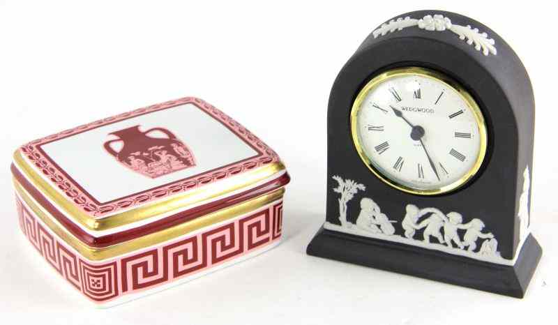 Appraisal: Two Table Articlesthe first a Wedgwood bedside clock in the