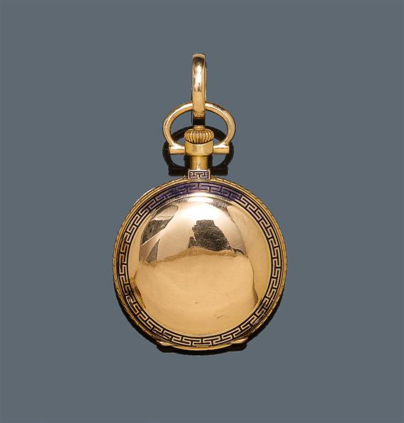 Appraisal: GOLD AND ENAMEL LADY'S PENDANT WATCH PATEK PHILIPPE ca Yellow