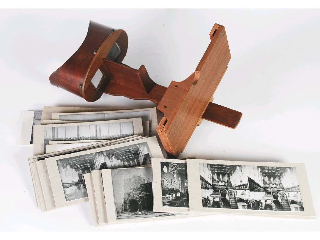 Appraisal: TWENTIETH CENTURY STAINED WOOD STEREOSCOPIC VIEWER together with a series