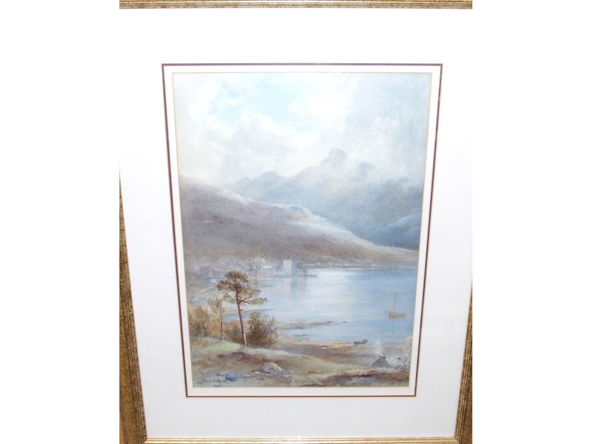 Appraisal: EDWARD ARDEN Lake and mountains signed watercolour