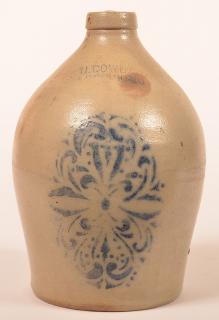 Appraisal: F H Cowden - Gallon Stoneware Jug With blue stenciled