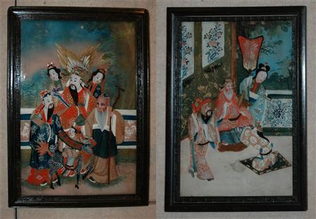 Appraisal: Pair of Chinese Reverse Paintings on Glass Estimate -