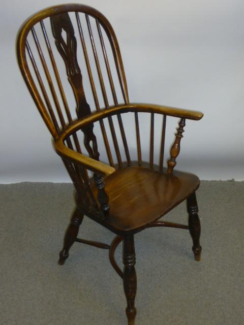 Appraisal: AN ASH AND ELM WINDSOR ARMCHAIR by F Walker Rockley