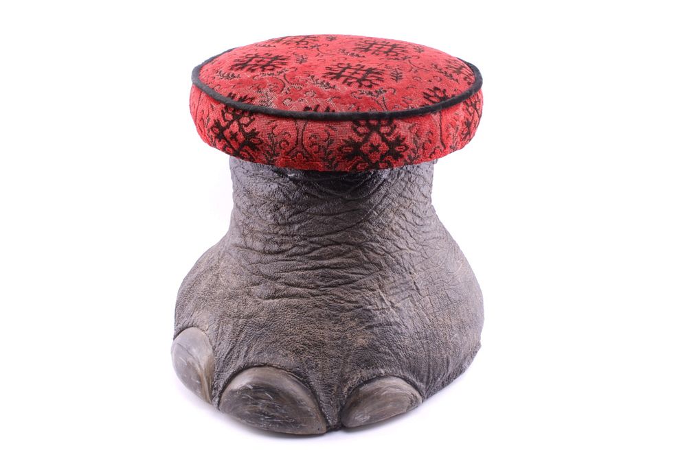 Appraisal: Unique Fiberglass Elephant Foot Stool c 's Featured in this