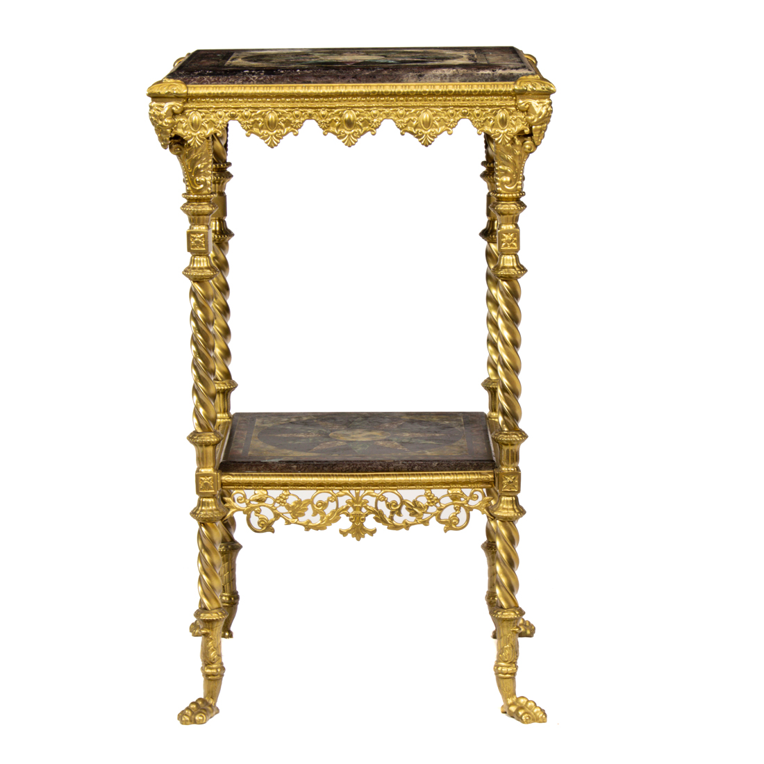 Appraisal: A POMPEIIAN STYLE GILT BRONZE AND MARBLE GUERIDON A Pompeiian