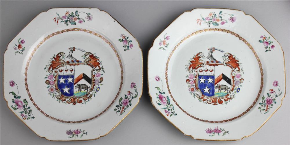 Appraisal: PAIR OF CHINESE EXPORT OCTAGONAL PLATES TH CENTURY circa with