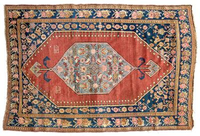 Appraisal: Turkish rug pale blue central medallion with pendants on pale