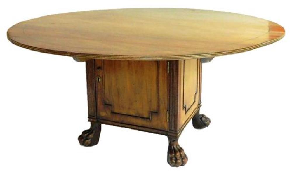 Appraisal: Large Regency style mahogany dining table round top with contrasting