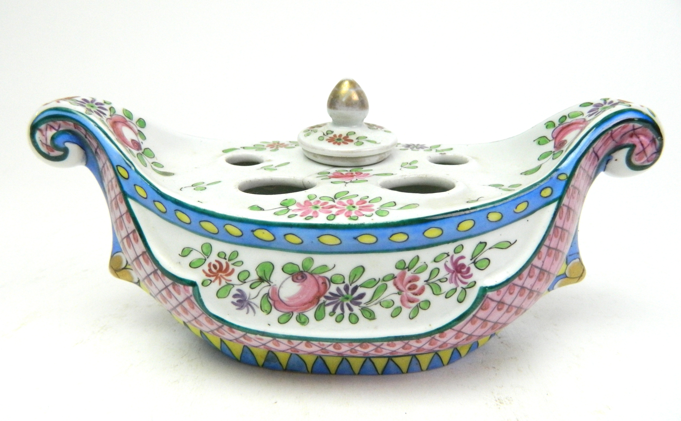 Appraisal: French porcelain inkwell decorated with floral decoration on white ground