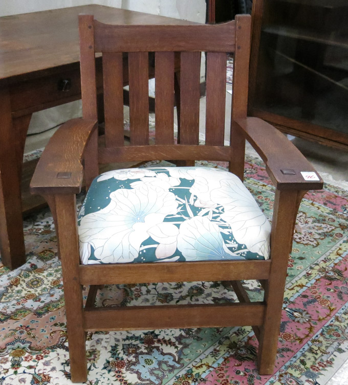 Appraisal: ARTS CRAFTS OAK ARMCHAIR American c - L J G