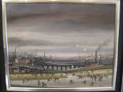 Appraisal: Brian Shields Braaq British - An industrial landscape with figures