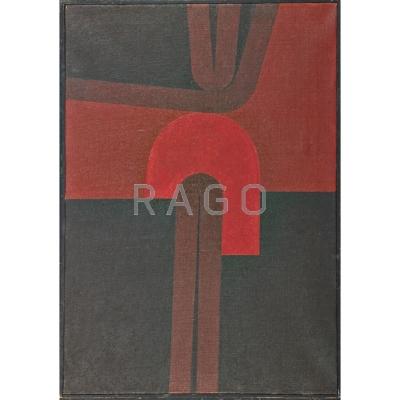 Appraisal: Omar Rayo Columbian - Emergence Into Red Oil on canvas