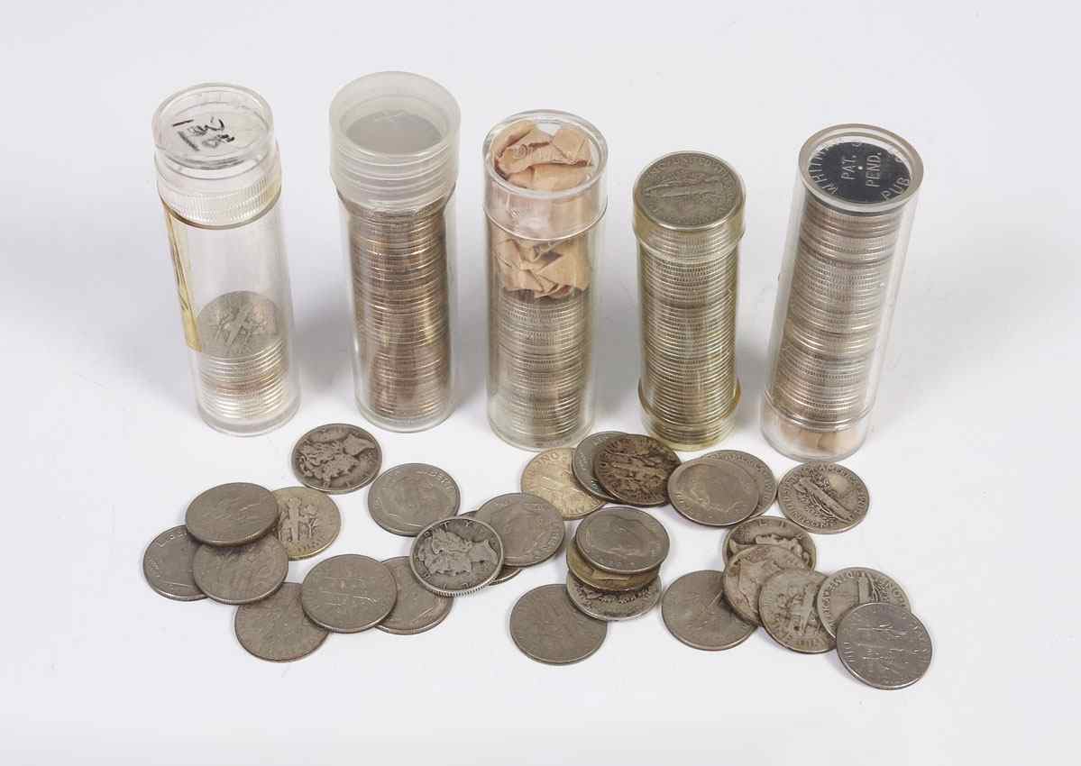 Appraisal: LARGE COLLECTION OF US SILVER DIMES To include approx Mercury