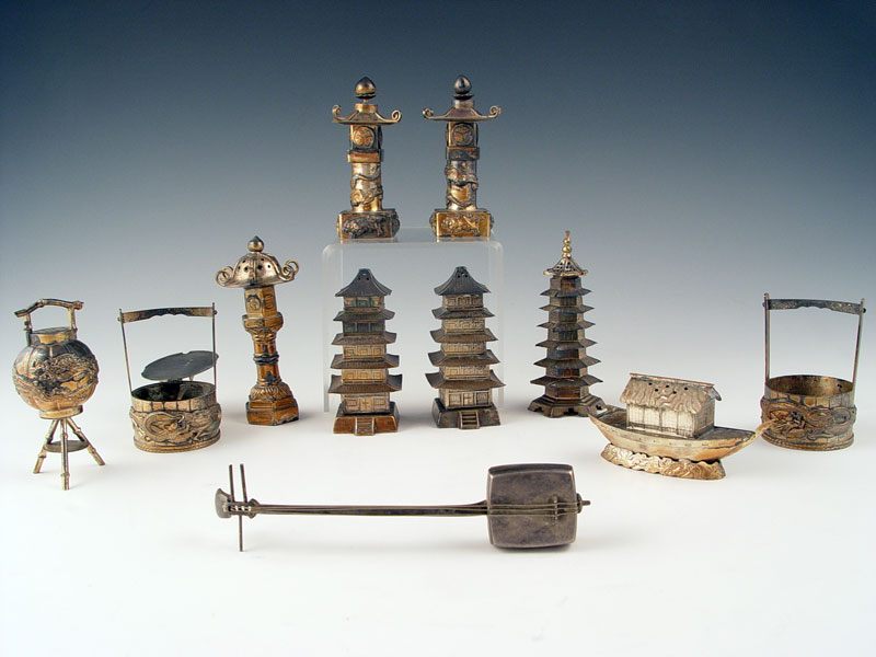 Appraisal: LOT OF JAPANESE SILVER FIGURAL SALT PEPPER SHAKERS pieces to