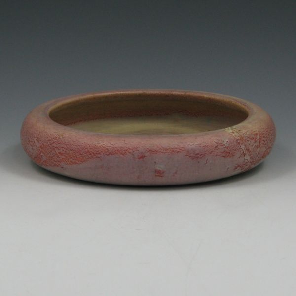 Appraisal: Weller Frosted Matte low bowl in light green and pinkish