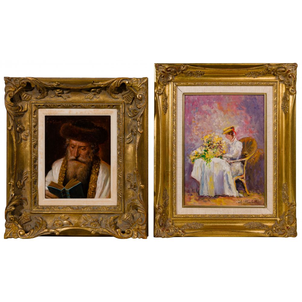 Appraisal: OILS ON PANEL items including Paul Flaubert French - undated