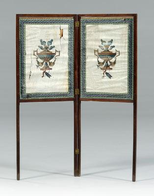 Appraisal: Fine Georgian mahogany fire screen hinged two-fold screen mahogany throughout