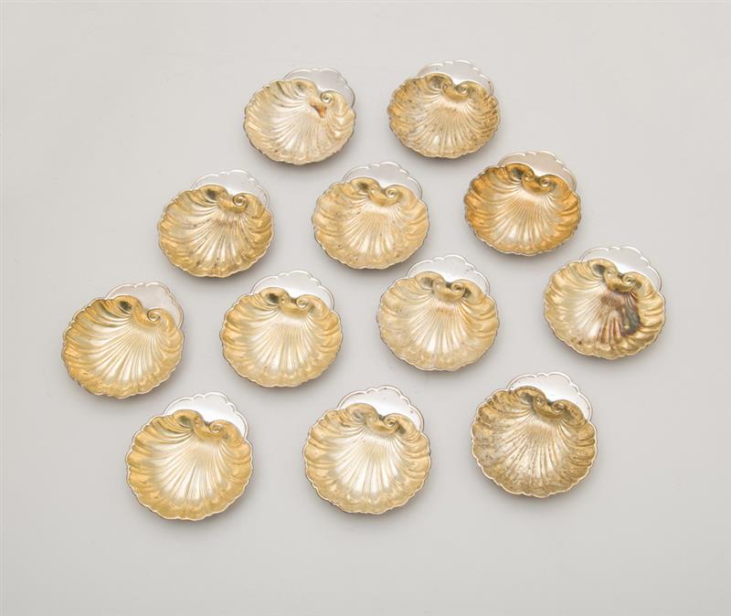 Appraisal: SET OF TWLEVE GORHAM SILVER SHELL-FORM INDIVIDUAL NUT DISHES With