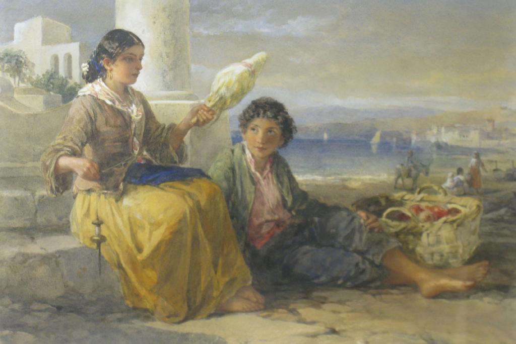 Appraisal: FRANCIS WILLIAM TOPHAM - Children of the Mediterranean indistinctly signed