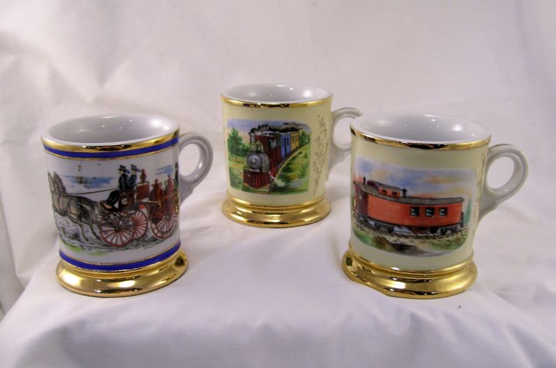 Appraisal: - Occupational Shaving Mugs Three porcelain shaving mugs with different