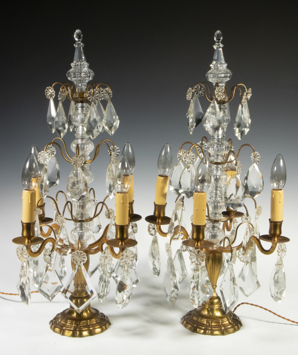 Appraisal: PAIR OF CHANDELIER-FORM TABLE LAMPS A matching pair of three-tiered