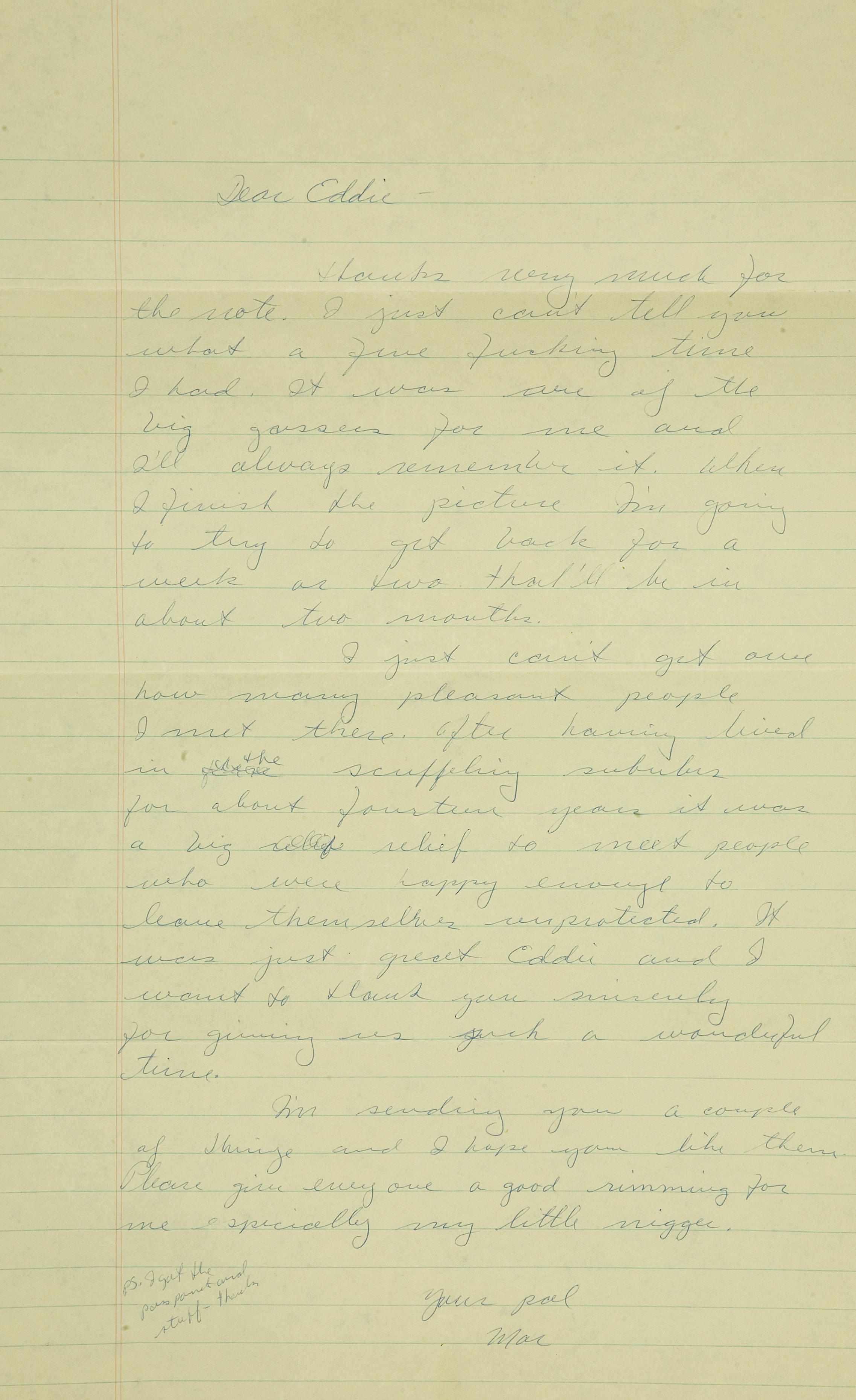 Appraisal: Marlon Brando letters to a personal friend Eddie Sherman -