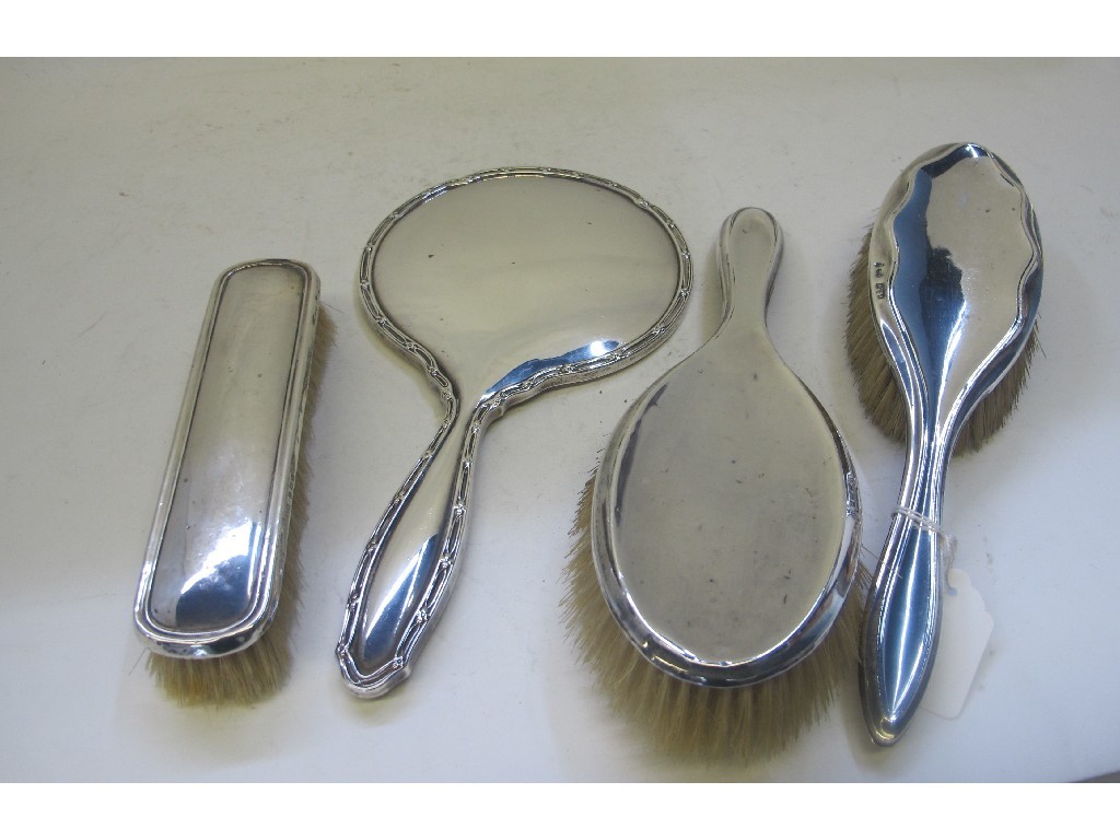 Appraisal: A four piece silver dressing table set Chester