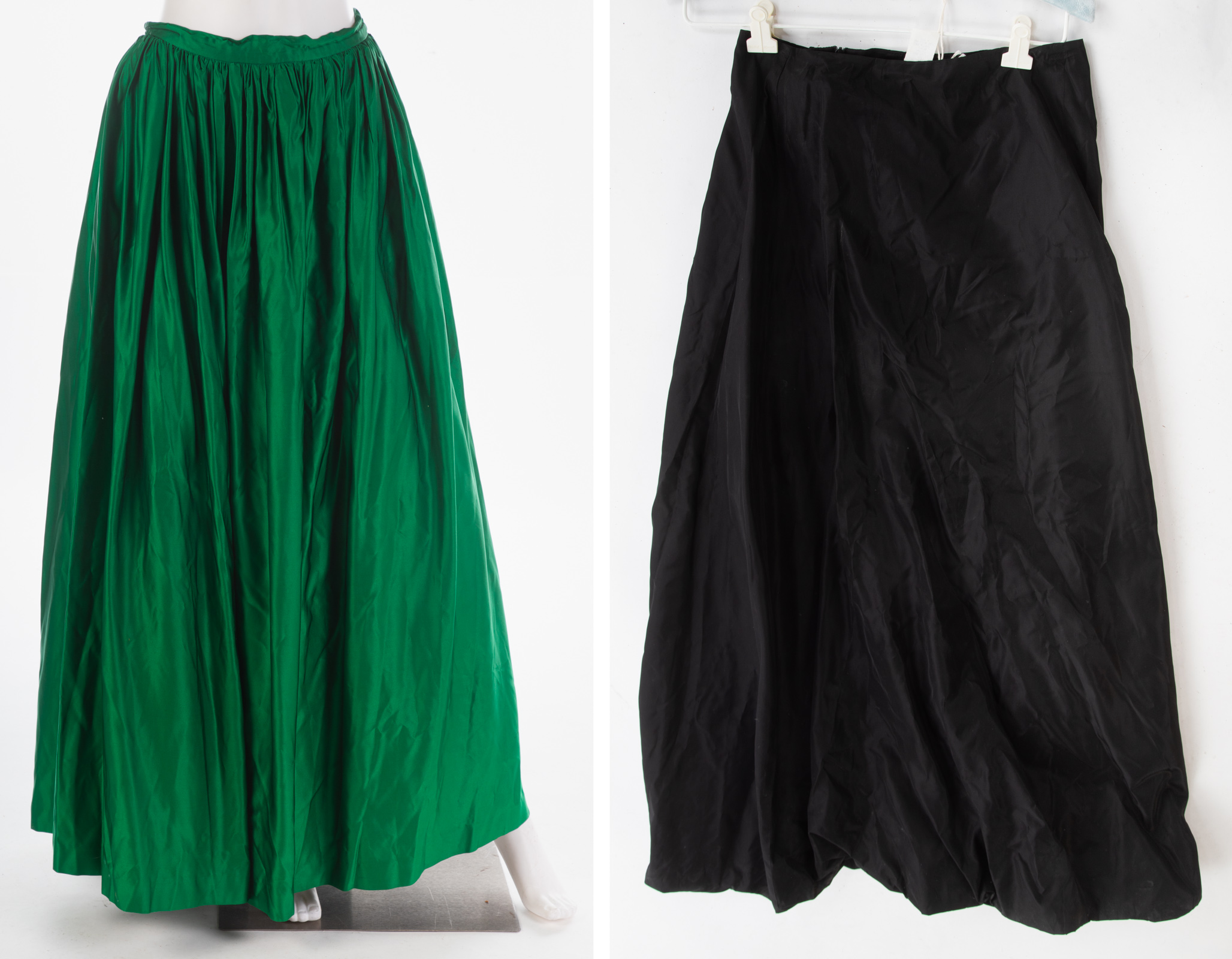 Appraisal: TWO FULL LENGTH SKIRTS Black skirt is size Green skirt