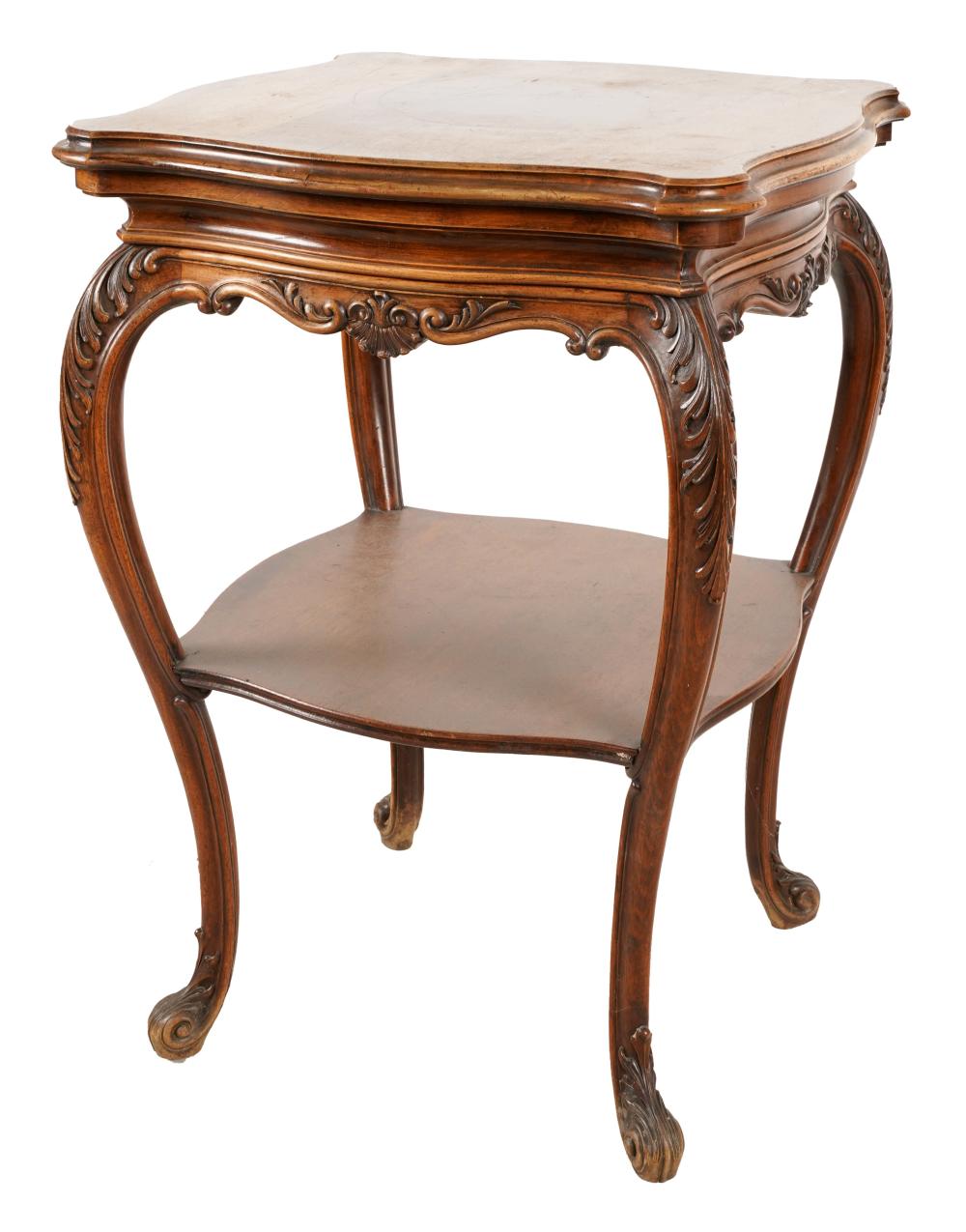 Appraisal: LOUIS XV-STYLE CARVED MAHOGANY SIDE TABLE th century Provenance The